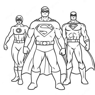 Halaman Mewarnai Tim Super Hero Berwarna-Warni Halaman Mewarnai