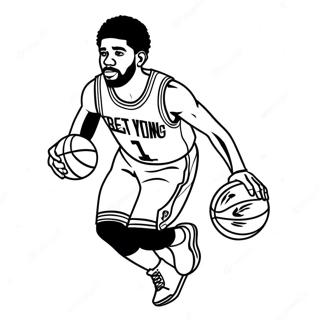 Halaman Mewarnai Kyrie Irving Menggiring Bola Basket 139232-70394