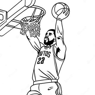 Halaman Mewarnai Kyrie Irving Melakukan Dunk 139235 70407