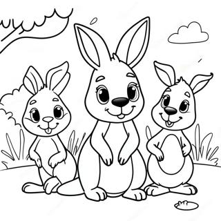 Halaman Mewarnai Kanguru Dan Teman Teman Yang Lucu 139310-70457