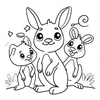Halaman Mewarnai Kanguru Dan Teman Teman Yang Lucu 139310-70459