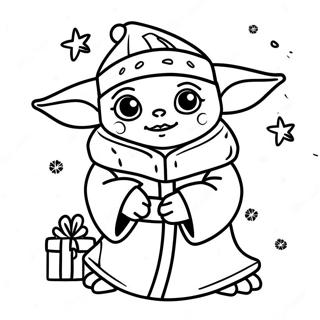 Halaman Mewarnai Baby Yoda Meriah Dengan Pohon Natal 139643 70727
