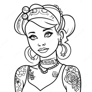 Halaman Mewarnai Putri Disney Punk Dengan Tato 139666-70733