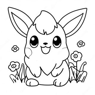 Gambar Mewarnai Eevee Imut Dengan Bunga 14240-3106