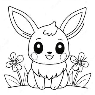 Gambar Mewarnai Eevee Imut Dengan Bunga 14240-3107