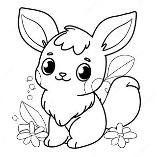 Gambar Mewarnai Eevee Imut Dengan Bunga 14240-3108