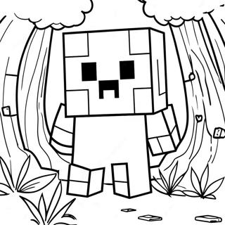 Gambar Mewarnai Creeper Minecraft Di Hutan 1451-983