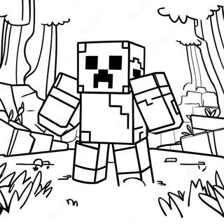 Gambar Mewarnai Creeper Minecraft Di Hutan 1451-984