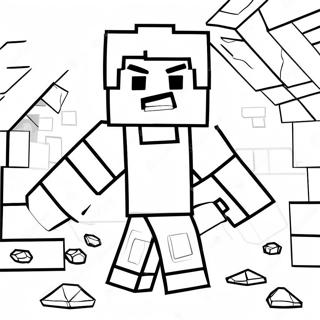 Gambar Mewarnai Steve Minecraft Menambang Berlian 1452-454