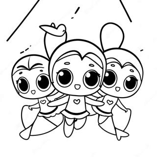 Halaman Mewarnai Powerpuff Girls Terbang Bersama 15172-3307