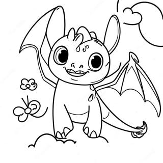 Halaman Mewarnai Toothless Terbang Di Langit Halaman Mewarnai