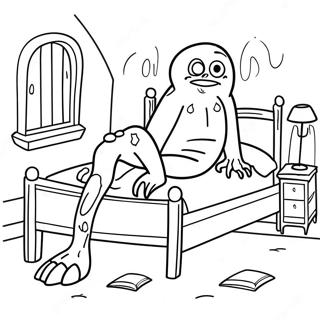 Halaman Mewarnai Monster Menakutkan Di Bawah Tempat Tidur 15434-3371