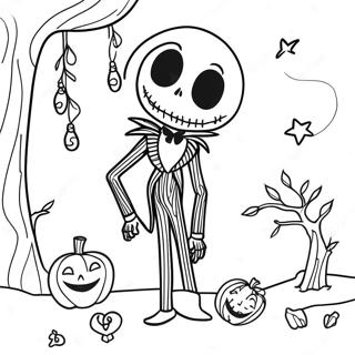 Halaman Mewarnai Jack Skellington Di Bawah Cahaya Bulan Menyeramkan 15525-3386