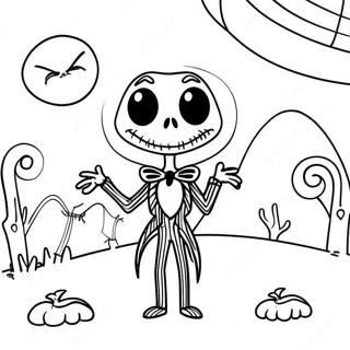 Halaman Mewarnai Jack Skellington Di Bawah Cahaya Bulan Menyeramkan 15525-3388