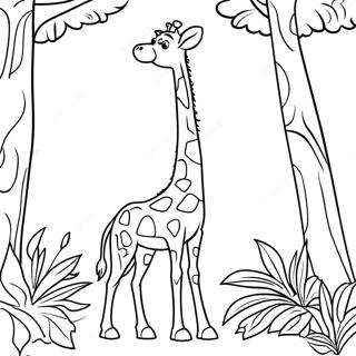 Halaman Mewarnai Giraffe Tinggi Menggapai Daun 15620-3409