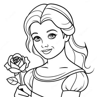 Halaman Mewarnai Belle Menawan Dengan Mawar 17440 3813