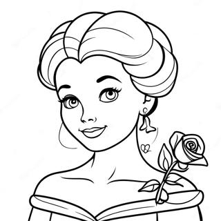 Halaman Mewarnai Belle Menawan Dengan Mawar 17440 3814