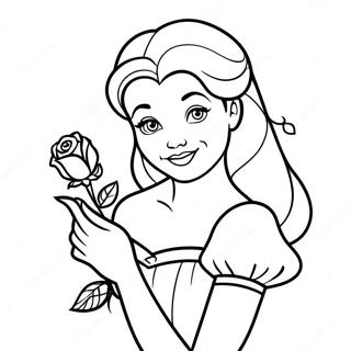 Halaman Mewarnai Belle Menawan Dengan Mawar 17440 3816