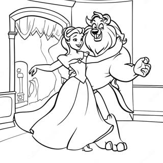 Halaman Mewarnai Belle Menari Dengan Sang Beast 17441-3818
