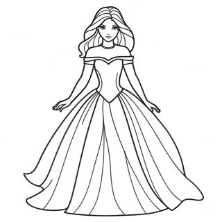 Halaman Mewarnai Putri Anggun Dalam Gaun Mengalir 2086-2771