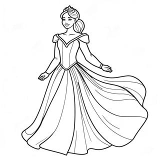 Halaman Mewarnai Putri Anggun Dalam Gaun Mengalir 2086-2772
