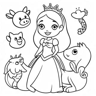 Halaman Mewarnai Putri Ceria Dengan Teman Hewan 2088-833