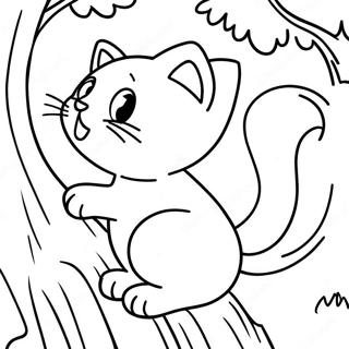 Halaman Mewarnai Kucing Petualang Memanjat Pohon 2175-288
