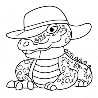 Halaman Mewarnai Kadal Dengan Topi 21971-4797