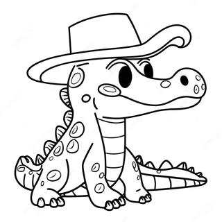 Halaman Mewarnai Kadal Dengan Topi 21971-4799