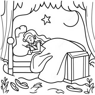 Halaman Mewarnai Putri Tidur Dengan Latar Belakang Hutan Terpesona 22231-4845
