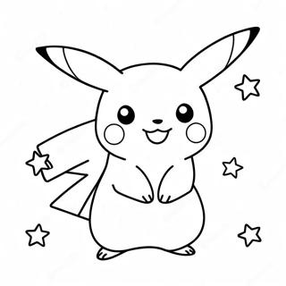 Halaman Mewarnai Pikachu Dengan Bintang Berkilau 2261 1296