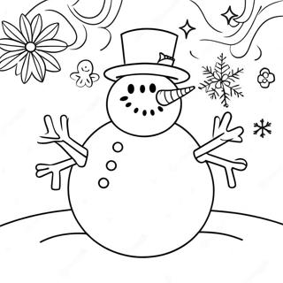 Halaman Mewarnai Boneka Salju Dengan Salju Yang Jatuh 22851 4997