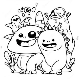 Halaman Mewarnai Monster Ramah Dari Monster Menyanyi Saya 23041-5032