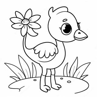 Gambar Mewarnai Flamingo Bayi Lucu Dengan Bunga 25712-5607