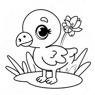 Gambar Mewarnai Flamingo Bayi Lucu Dengan Bunga 25712-5608