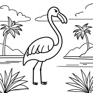 Gambar Mewarnai Flamingo Megah Di Laguna Tropis 25713-5609