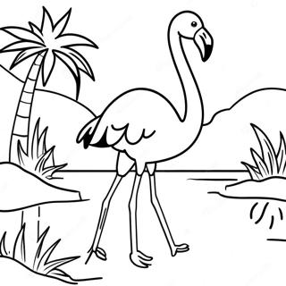 Gambar Mewarnai Flamingo Megah Di Laguna Tropis 25713-5610