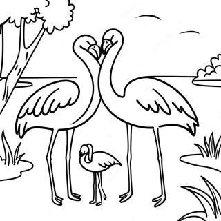 Gambar Mewarnai Keluarga Flamingo Di Kolam 25715-5618