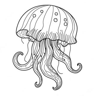 Halaman Mewarnai Ubur Ubur Elegan Dengan Tentakel Mengalir 28953-6309