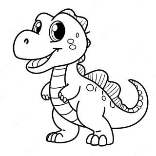 Halaman Mewarnai Dinosaurus Chibi Bahagia 29205-6360