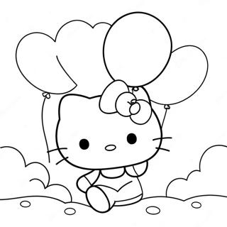 Halaman Mewarnai Hello Kitty Dengan Balon 2921-1414