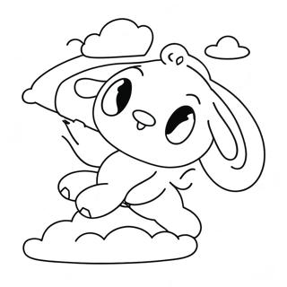Halaman Mewarnai Cinnamoroll Terbang Dengan Awan 2923 2107