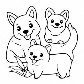 Halaman Mewarnai Keluarga Corgi Yang Menggemaskan 30127 6567