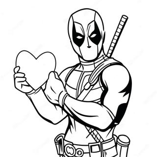 Halaman Mewarnai Deadpool Dengan Hati 30558-6663