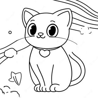 Halaman Mewarnai Mew Menggemaskan Dengan Latar Belakang Pelangi 31280-6826