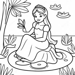 Halaman Mewarnai Putri Kerajaan Duduk Di Atas Daun Teratai 31471-6863
