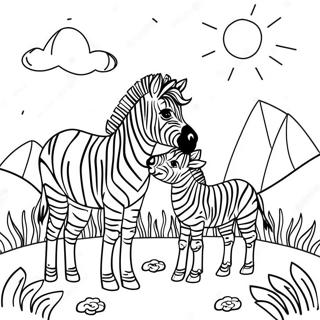 Halaman Mewarnai Keluarga Zebra Di Padang Rumput 32021-6984