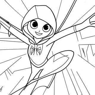 Halaman Mewarnai Spider Gwen Dengan Jaring Berwarna 32110-7002