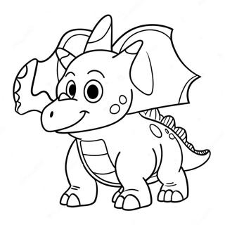 Gambar Mewarnai Triceratops Kartun Bermain 32285-7037