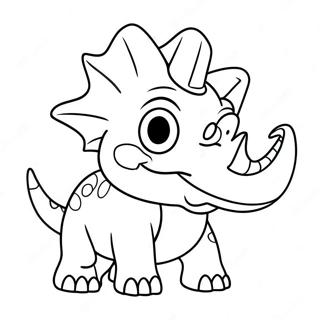 Gambar Mewarnai Triceratops Kartun Bermain 32285-7038